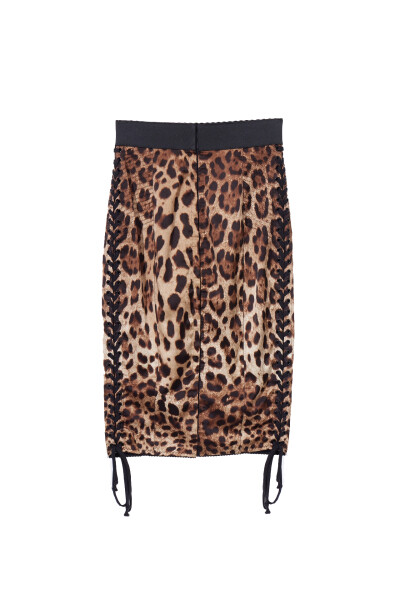 Image 4 of Dolce & Gabbana Silk skirt with leopard print and lacing