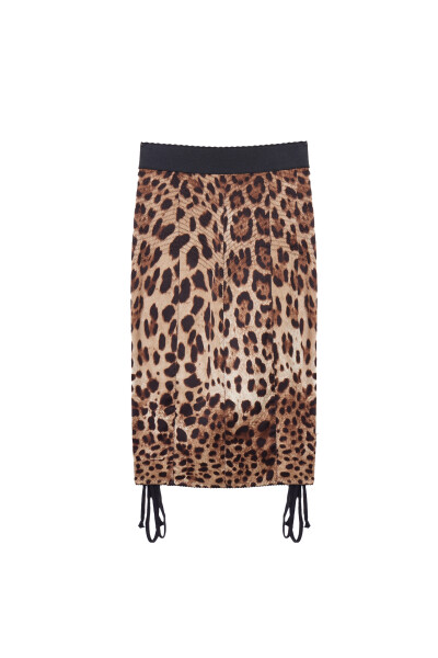 Image of Dolce & Gabbana Silk skirt with leopard print and lacing