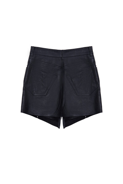 Image 2 of Balenciaga Black Cut-Up Leather Mini Skirt