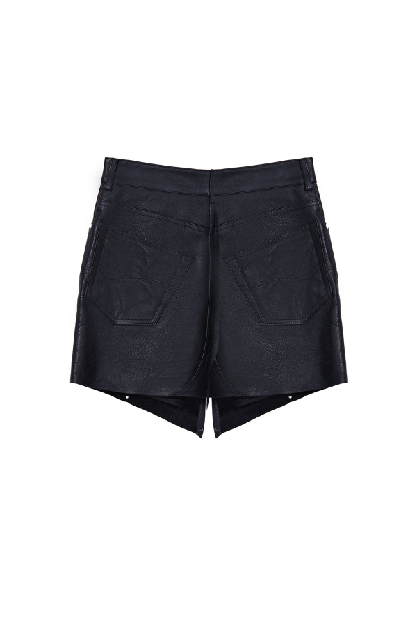 Balenciaga Black Cut-Up Leather Mini Skirt Black