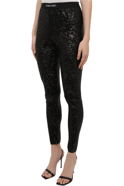 Image 3 of Tom Ford Black Leggings with sequins trim