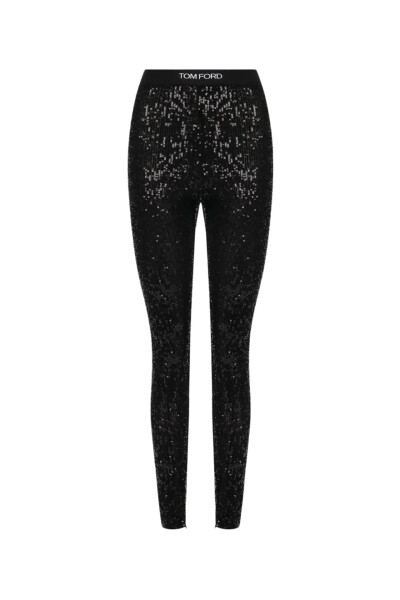 Image of Tom Ford Black Leggings with sequins trim