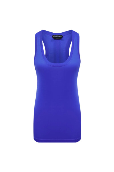Image of Tom Ford Blue silk tank top without sleeves