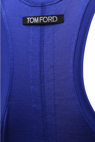 Tom Ford Blue silk tank top without sleeves Blue