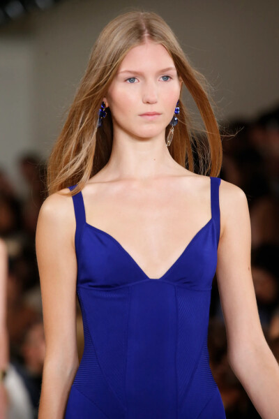 Image 3 of Ralph Lauren Blue Ribbed Panel Evening Dress Gown