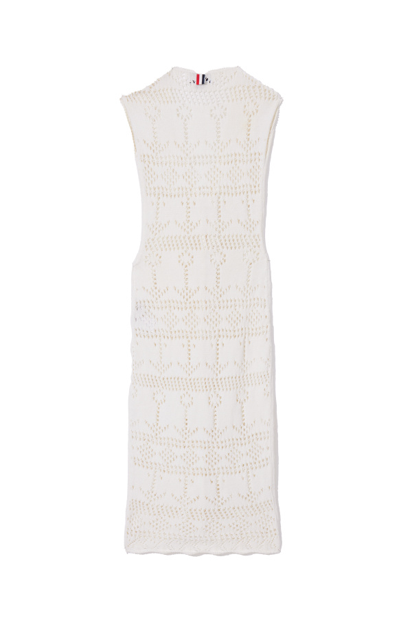 THOM BROWNE White knitted cotton dress White