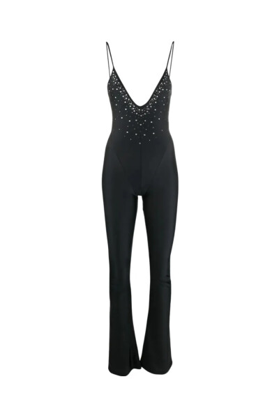 Image of Alessandra Rich Black jumpsuit with crystals