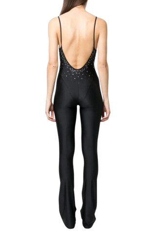 Alessandra Rich Black jumpsuit with crystals Black
