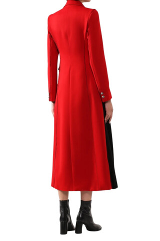 Isabel Benenato Red wool coat with pleating Red