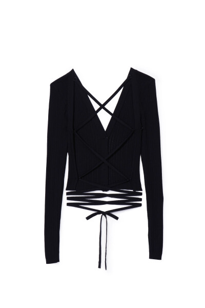 Image 2 of Miu Miu Black top with lacing on the back