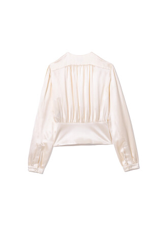 Saint Laurent Ivory blouse with V-neck Beige