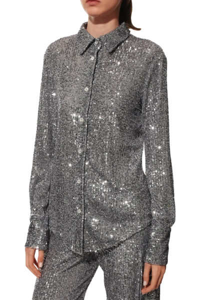 Image 2 of Tom Ford Silver shirt with sequins trim