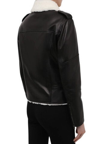 Tom Ford Black leather jacket with trimmed sheepskin Black