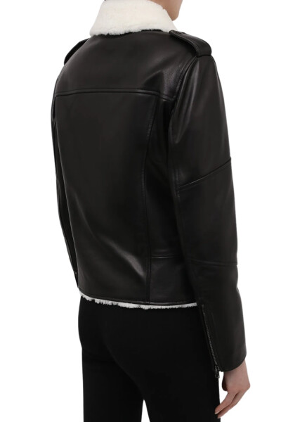 Image 4 of Tom Ford Black leather jacket with trimmed sheepskin