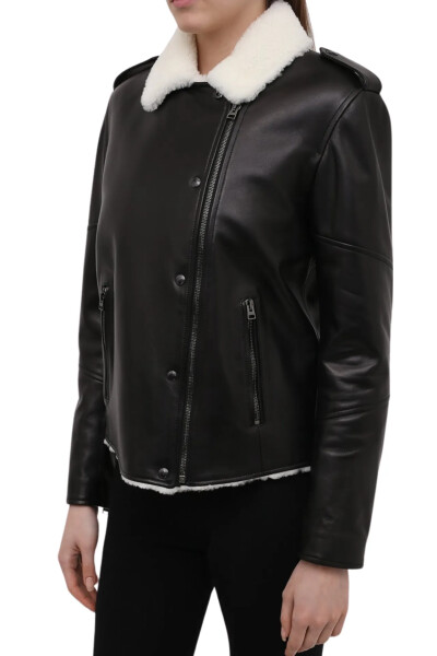 Image 3 of Tom Ford Black leather jacket with trimmed sheepskin