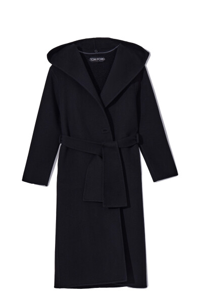 Image of Tom Ford Black coat with removable lining and hood