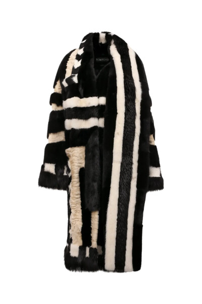 Image of Tom Ford Black and white mink fur coat