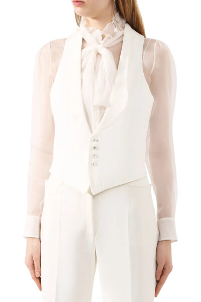 Image 3 of Ralph Lauren Wilma Linen Vest In Ivory
