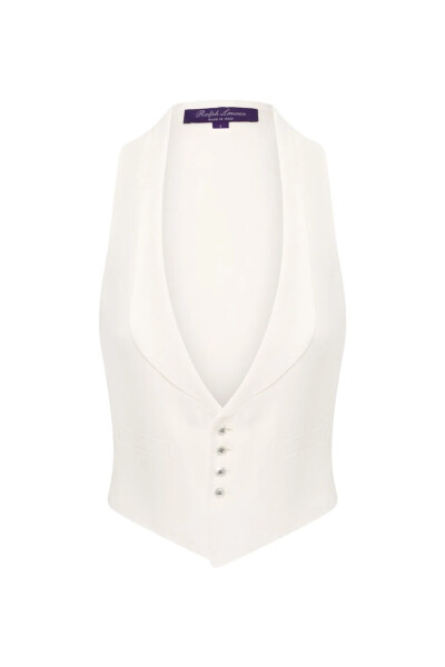 Image of Ralph Lauren Wilma Linen Vest In Ivory