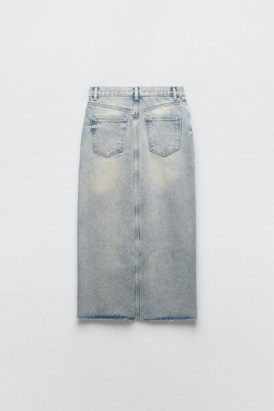 Image 4 of ZARA Blue Denim Midi Skirt