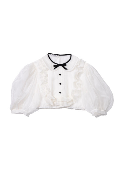 Image of Miu Miu White Cropped Transparent blouse
