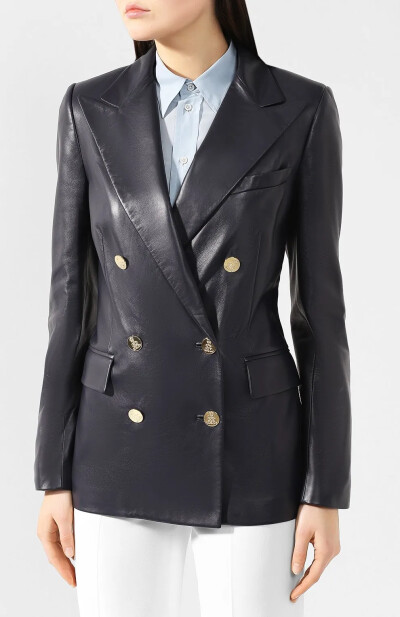 Image 2 of Ralph Lauren Blue leather jacket
