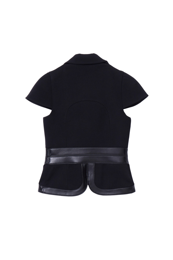 Louis Vuitton Black top with leather inserts Black