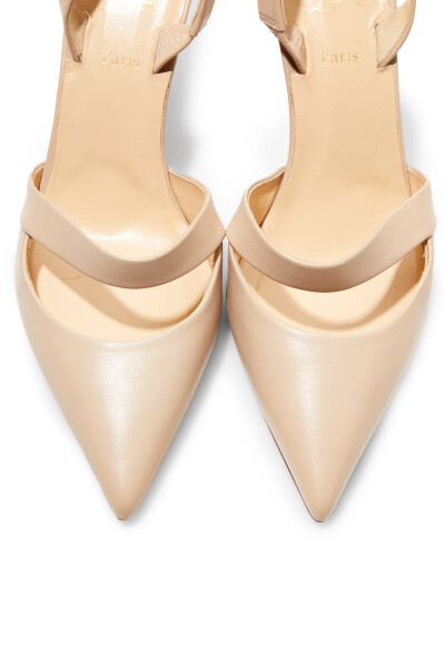 Image 3 of Christian Louboutin Beige Actina 85 Slingback Pumps