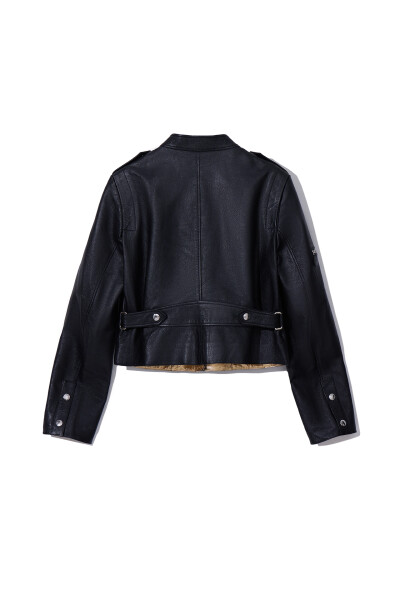Image 2 of Louis Vuitton Black leather jacket with gold lining