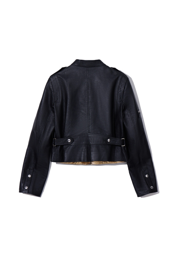 Louis Vuitton Black leather jacket with gold lining Black