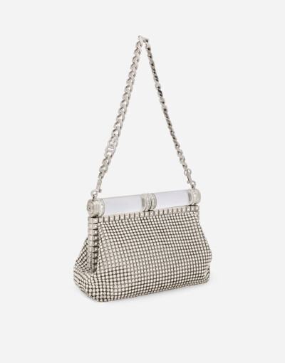 Image 3 of Dolce & Gabbana Silver mesh fabric bag with rhinestones
