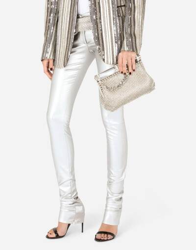 Image 2 of Dolce & Gabbana Silver mesh fabric bag with rhinestones