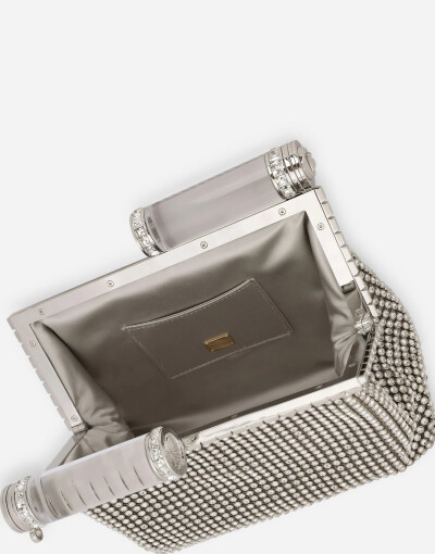 Image 4 of Dolce & Gabbana Silver mesh fabric bag with rhinestones