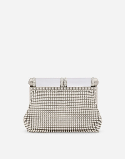 Image 6 of Dolce & Gabbana Silver mesh fabric bag with rhinestones