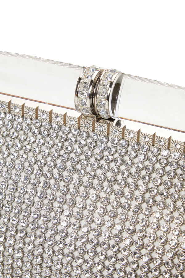 Dolce & Gabbana Silver mesh fabric bag with rhinestones Silver