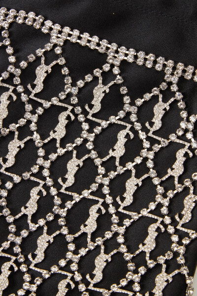 Image 4 of Saint Laurent Black Le Monogramme Crystal-Embellished Silk-Satin Pouch