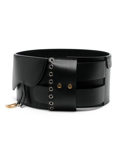 Image of Dior Black Saddle leather waist belt