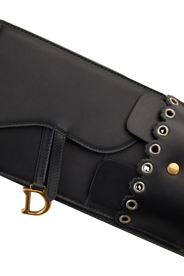 Dior Black Saddle leather waist belt Black