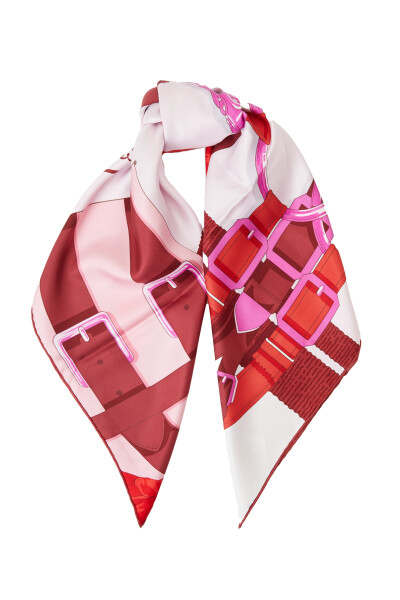 Image of Hermes Pink silk scarf Grand Manege Detail Kare 90