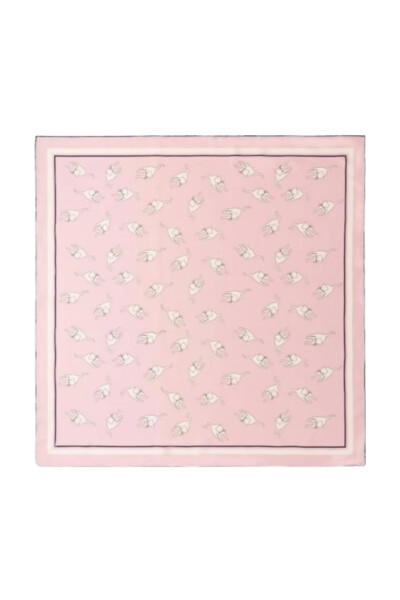 Image 2 of Miu Miu Pink silk scarf with cat print