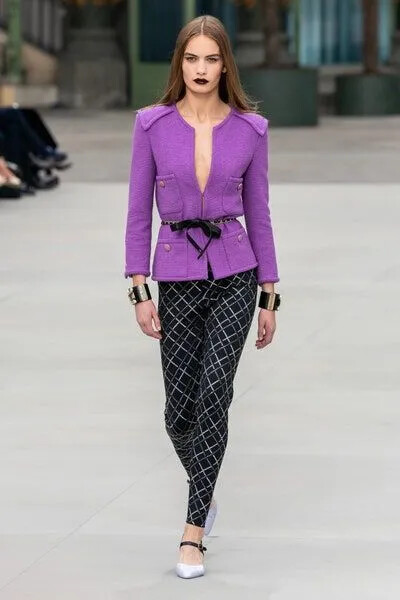 Image 2 of Chanel Purple jacket 20C runway with buttons CC
