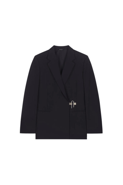 Image of Givenchy Black jacket in lightweight wool with padlock