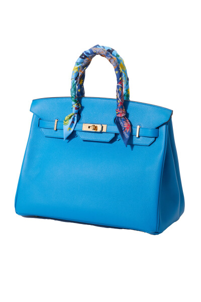 Image of Hermes Birkin Bleu Zanzibar leather bag