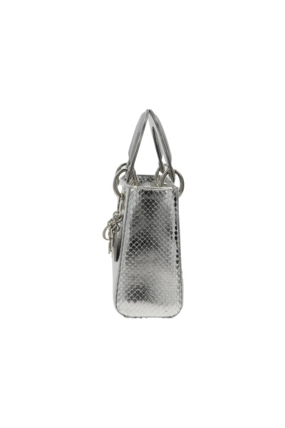 Image 6 of Dior Silver Mini Lady Dior Python Leather