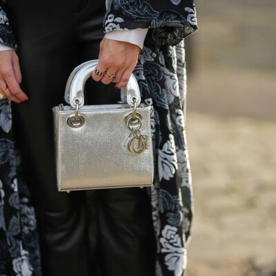 Image 4 of Dior Silver Mini Lady Dior Python Leather