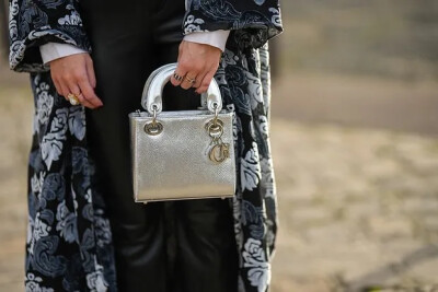 Image 2 of Dior Silver Mini Lady Dior Python Leather