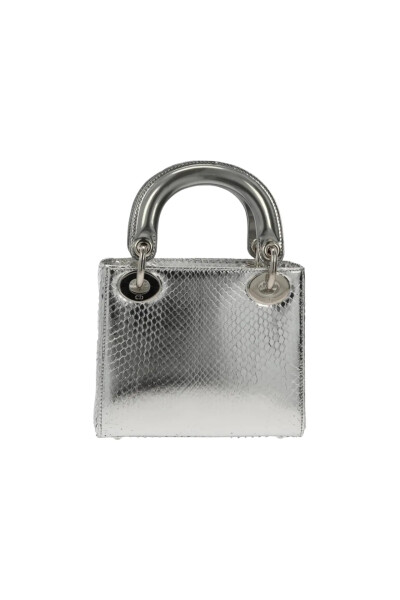 Image 5 of Dior Silver Mini Lady Dior Python Leather