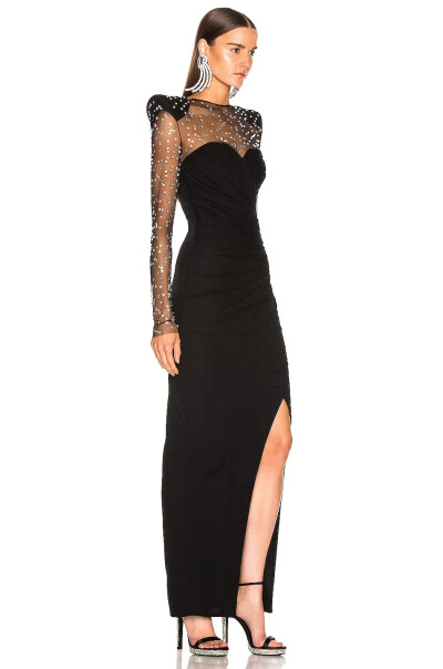 Image 5 of Balmain Black maxi dress with a scattering of rhinestones