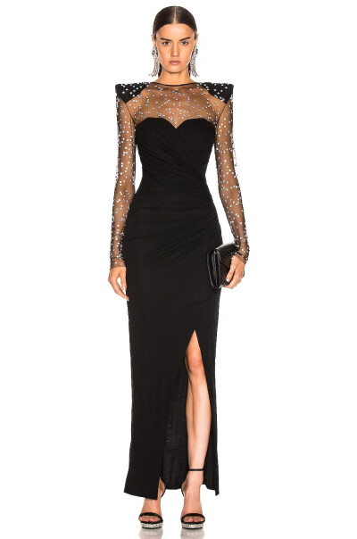 Image 4 of Balmain Black maxi dress with a scattering of rhinestones