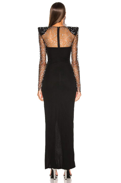 Image 6 of Balmain Black maxi dress with a scattering of rhinestones